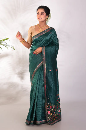 Bottle Green Jimmy Choo Saree - Keya Seth Exclusive