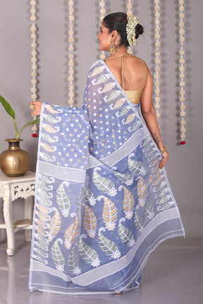 Grey Cotton Jamdani Saree - Keya Seth Exclusive