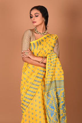 Mustard Yellow Jamdani Saree - Keya Seth Exclusive