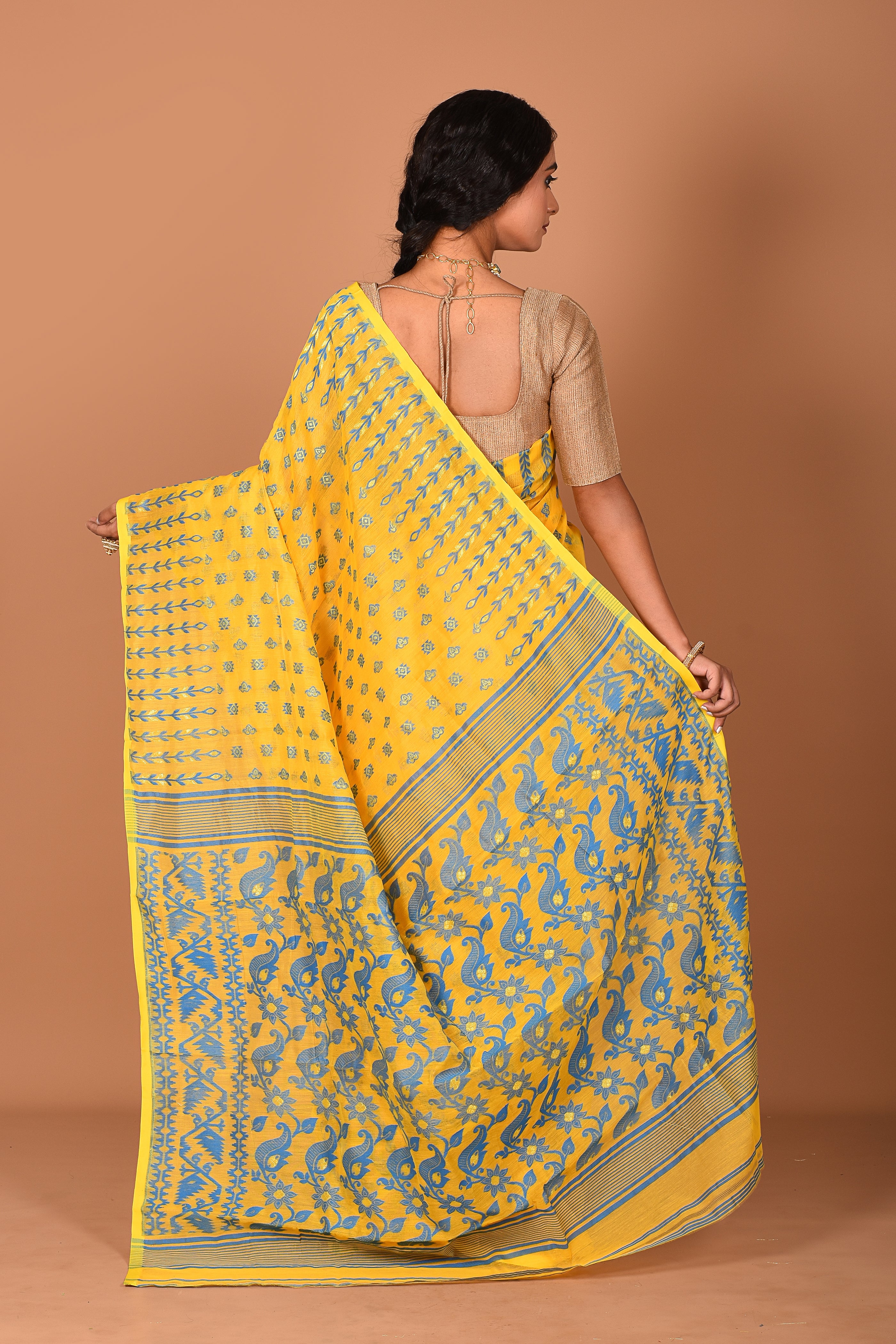 Mustard Yellow Jamdani Saree - Keya Seth Exclusive