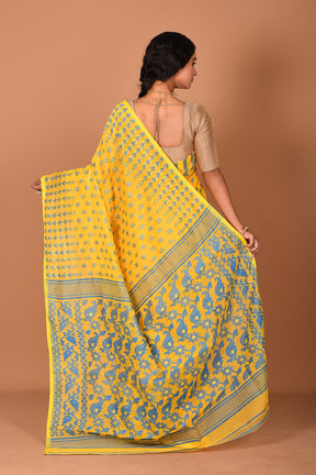 Mustard Yellow Jamdani Saree - Keya Seth Exclusive