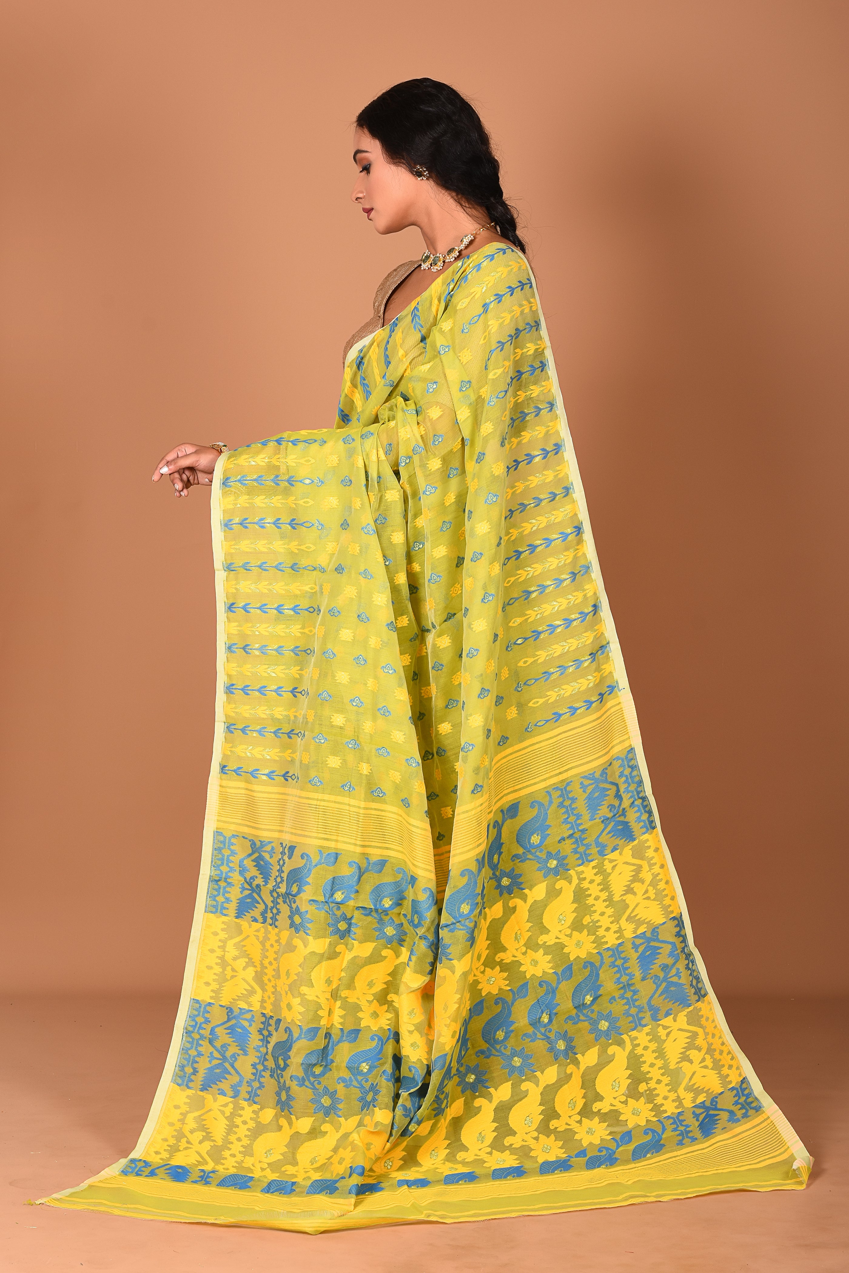 Olive Green Jamdani Saree - Keya Seth Exclusive