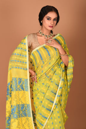 Olive Green Jamdani Saree - Keya Seth Exclusive