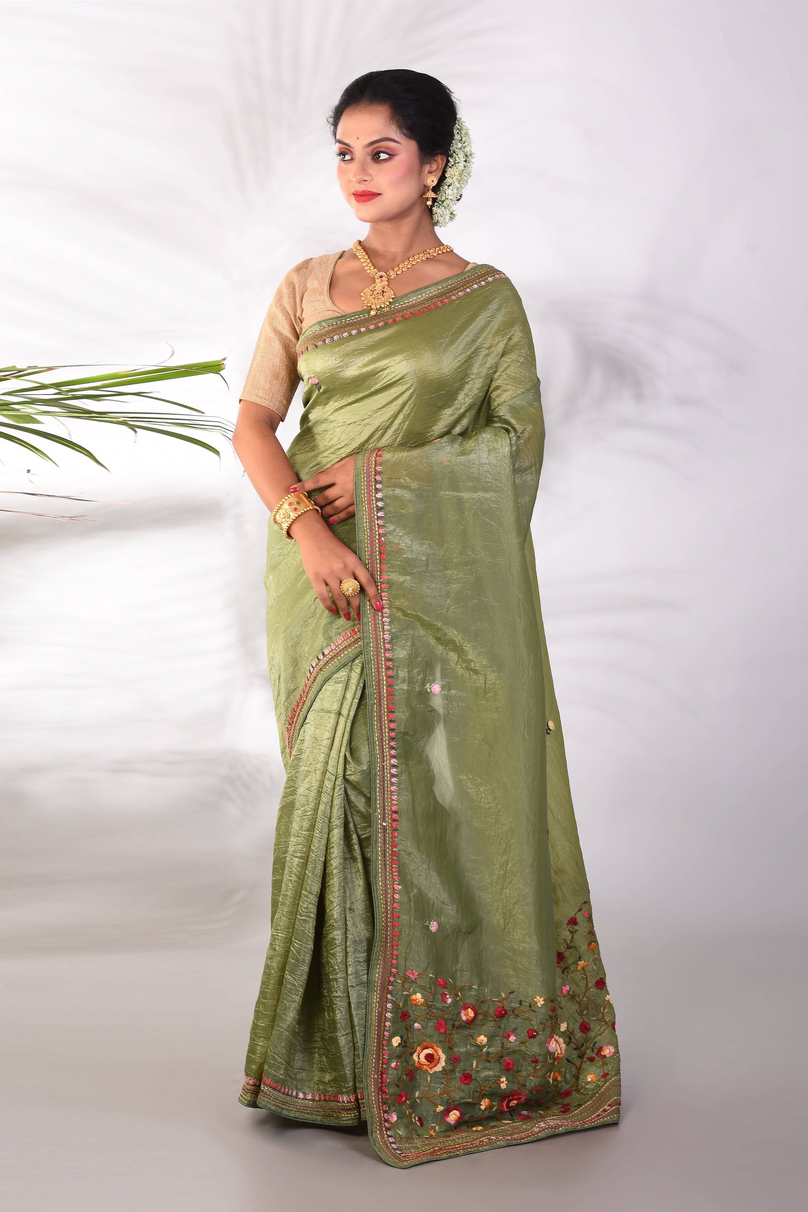 Green Jimmy Choo Saree - Keya Seth Exclusive