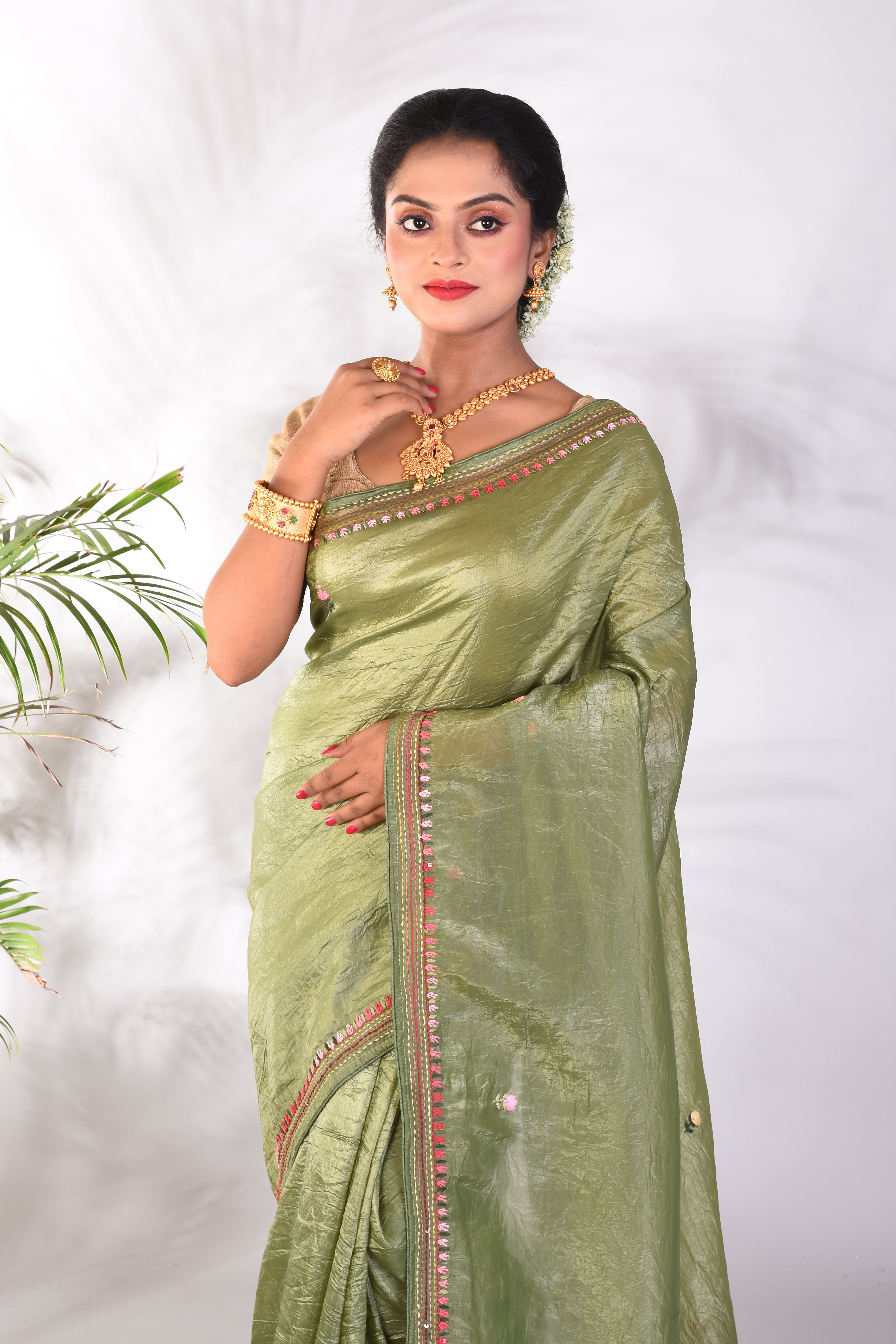 Green Jimmy Choo Saree - Keya Seth Exclusive