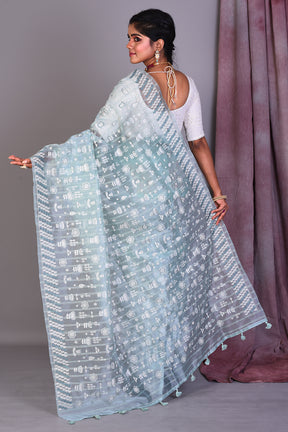 Sea Green Blended Organza Saree with ThreadWorks - Keya Seth Exclusive