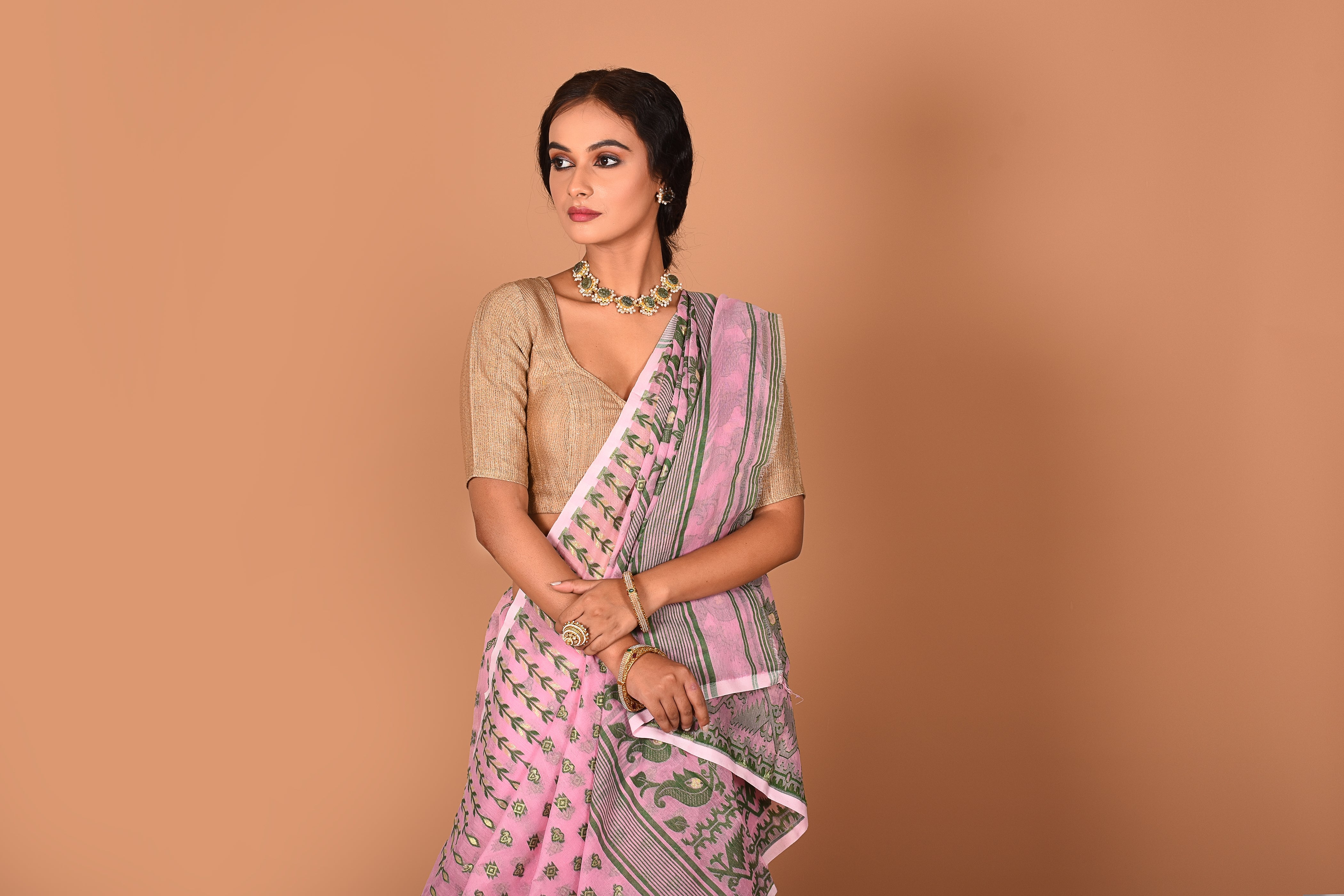 Sweet Pink Jamdani Saree - Keya Seth Exclusive