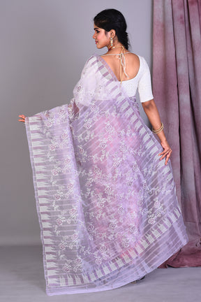 Light Purple Blended Organza Saree with ThreadWorks - Keya Seth Exclusive