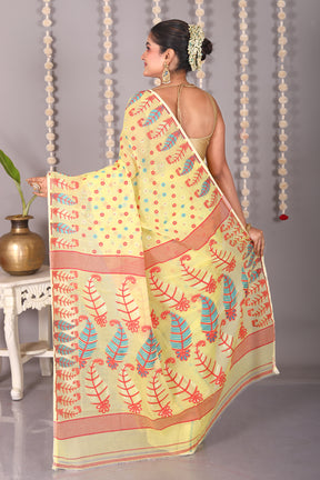 Yellow Cotton Jamdani Saree - Keya Seth Exclusive
