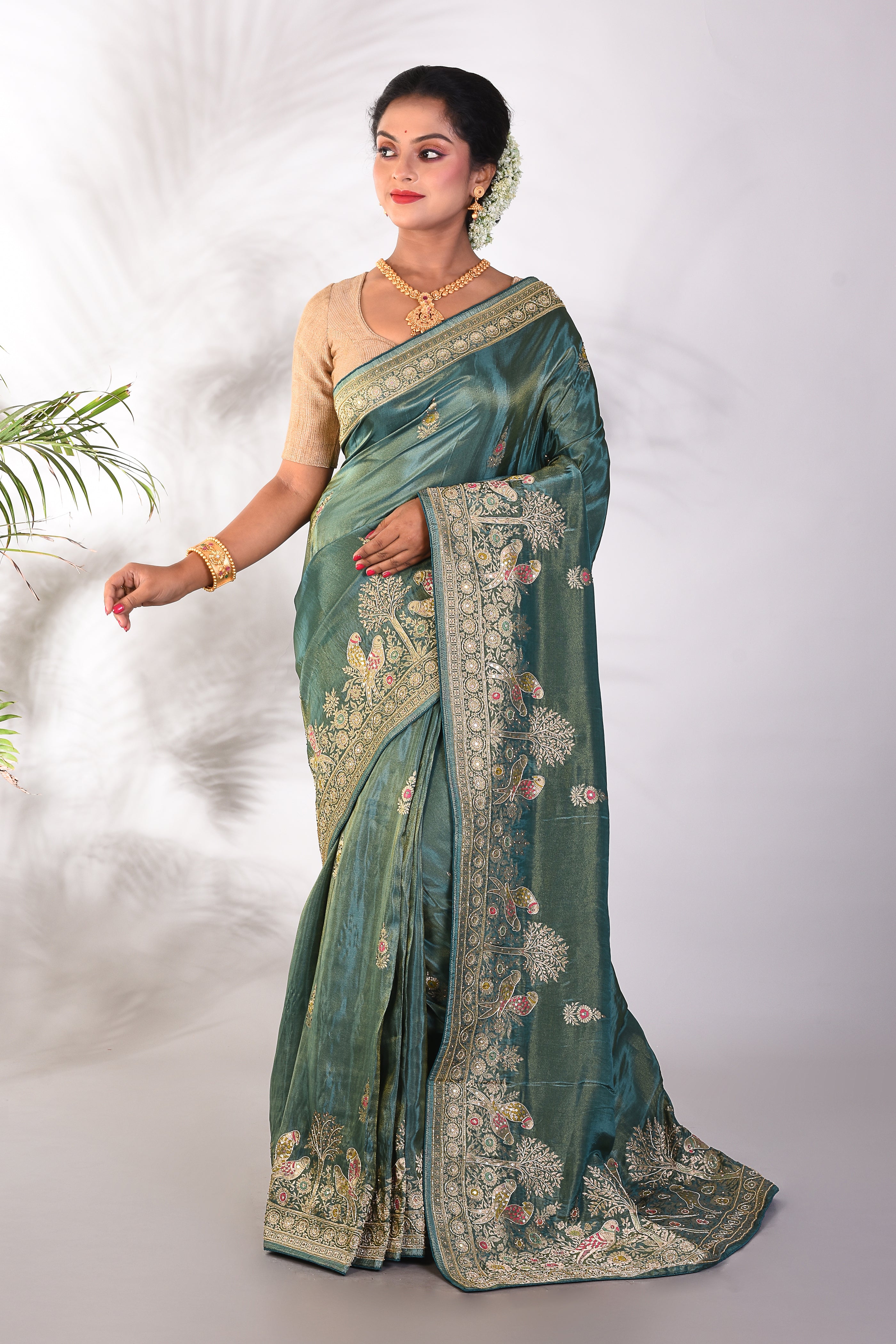 Pesta Green Tissue Saree - Keya Seth Exclusive