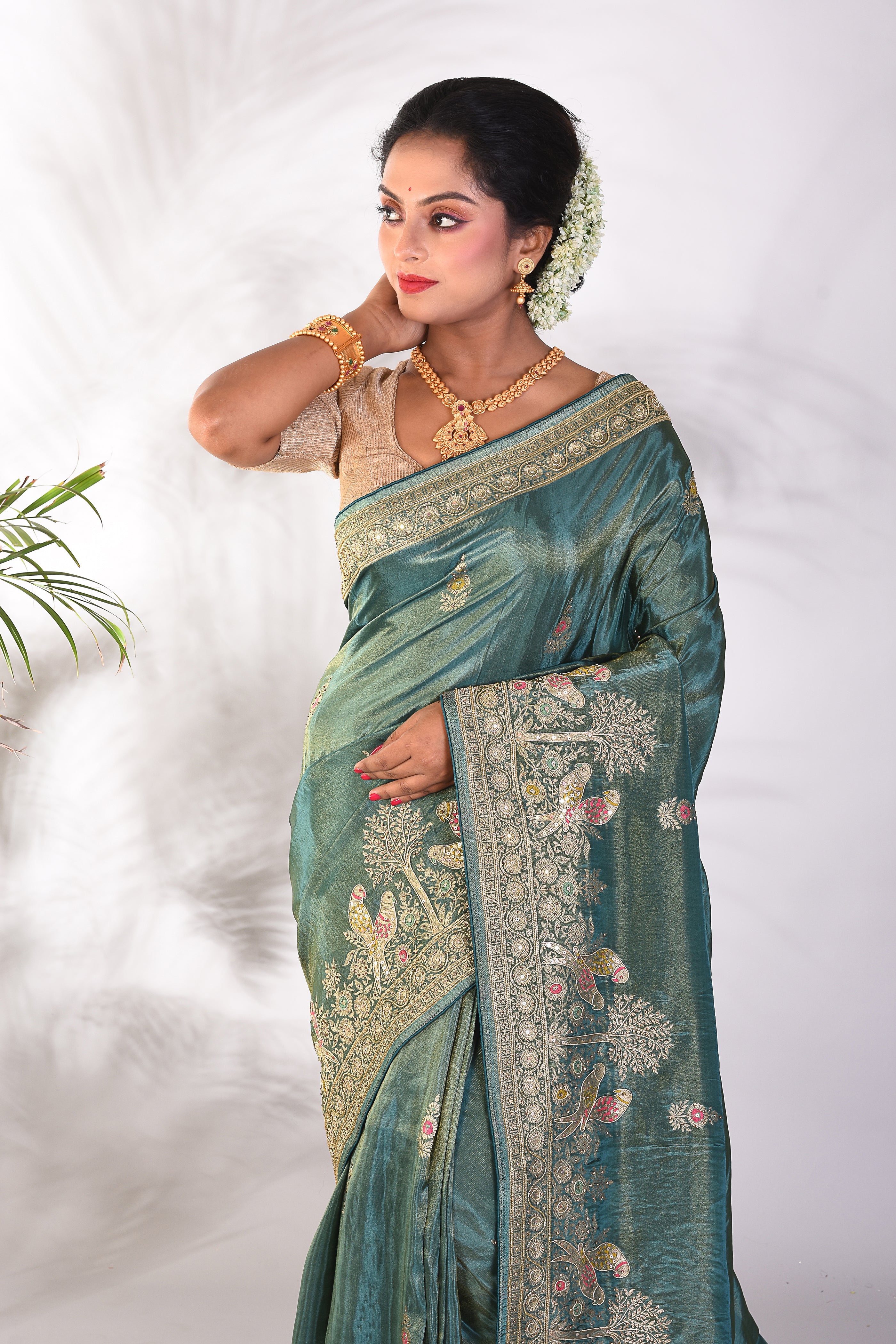 Pesta Green Tissue Saree - Keya Seth Exclusive