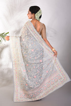 Grey Organza Saree - Keya Seth Exclusive