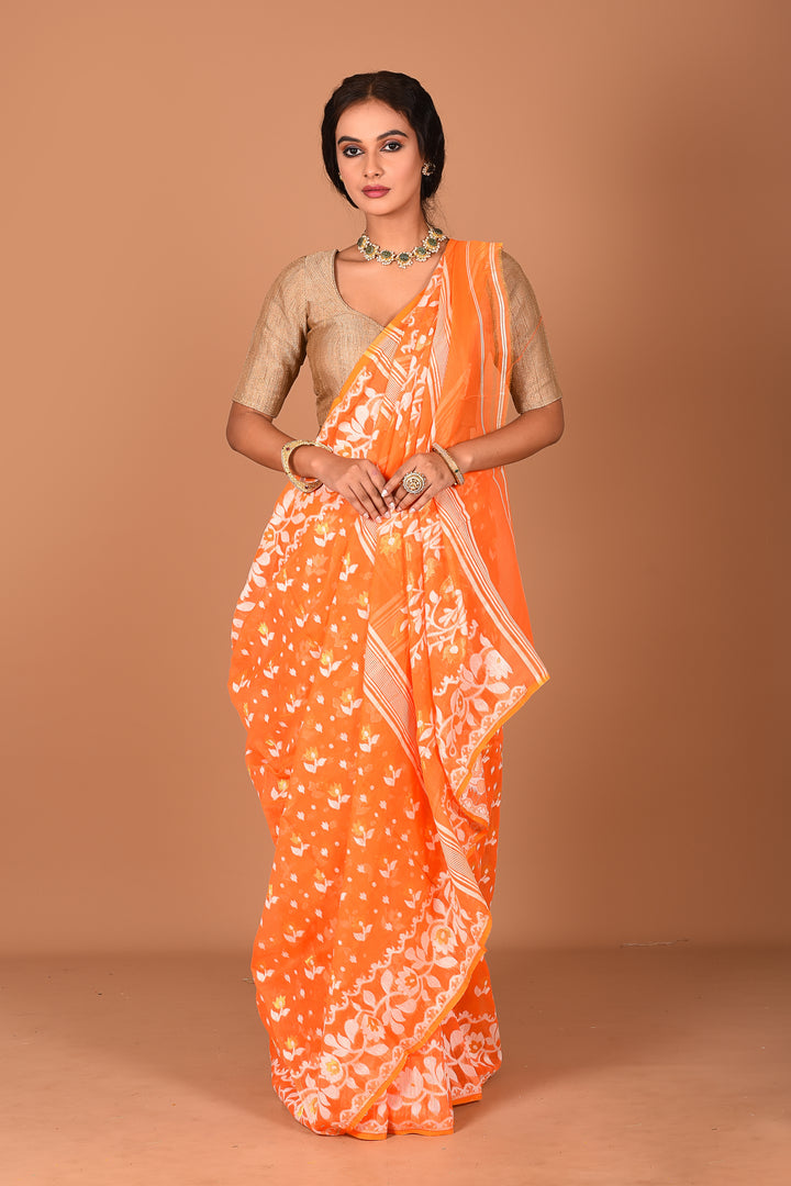 Orange Jamdani Saree - Keya Seth Exclusive
