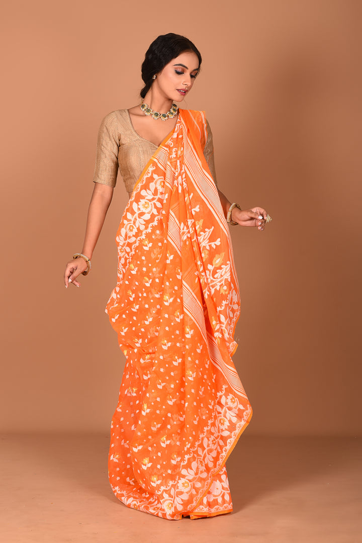 Orange Jamdani Saree - Keya Seth Exclusive