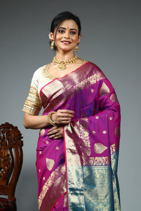 Purple Blended Kanjivaram Silk Saree