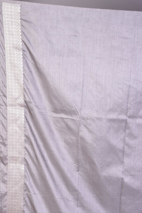 Grey Art Silk Saree with Silver Zari - Keya Seth Exclusive