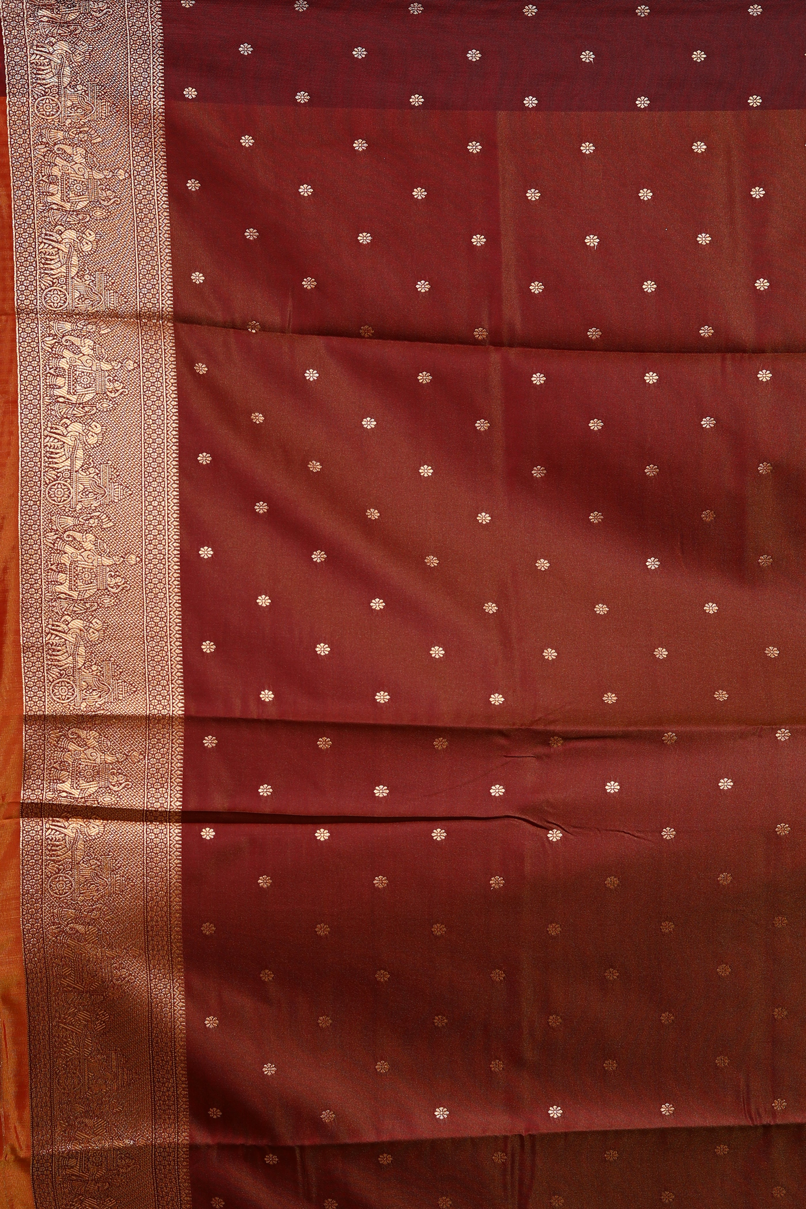 Rust Blended Blended Silk Saree