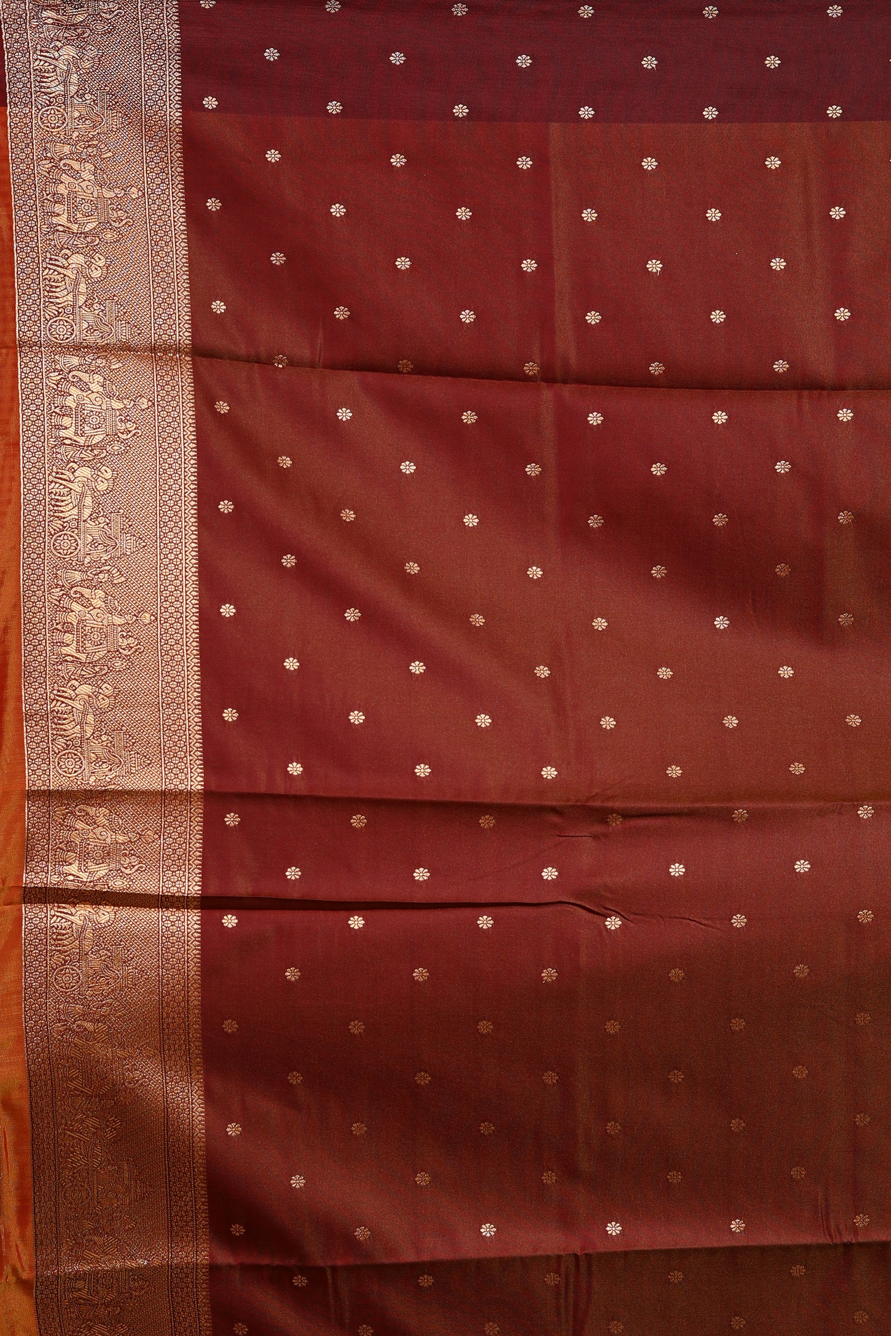 Rust Blended Blended Silk Saree