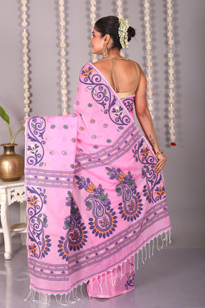 Pink Cotton Jamdani Saree - Keya Seth Exclusive