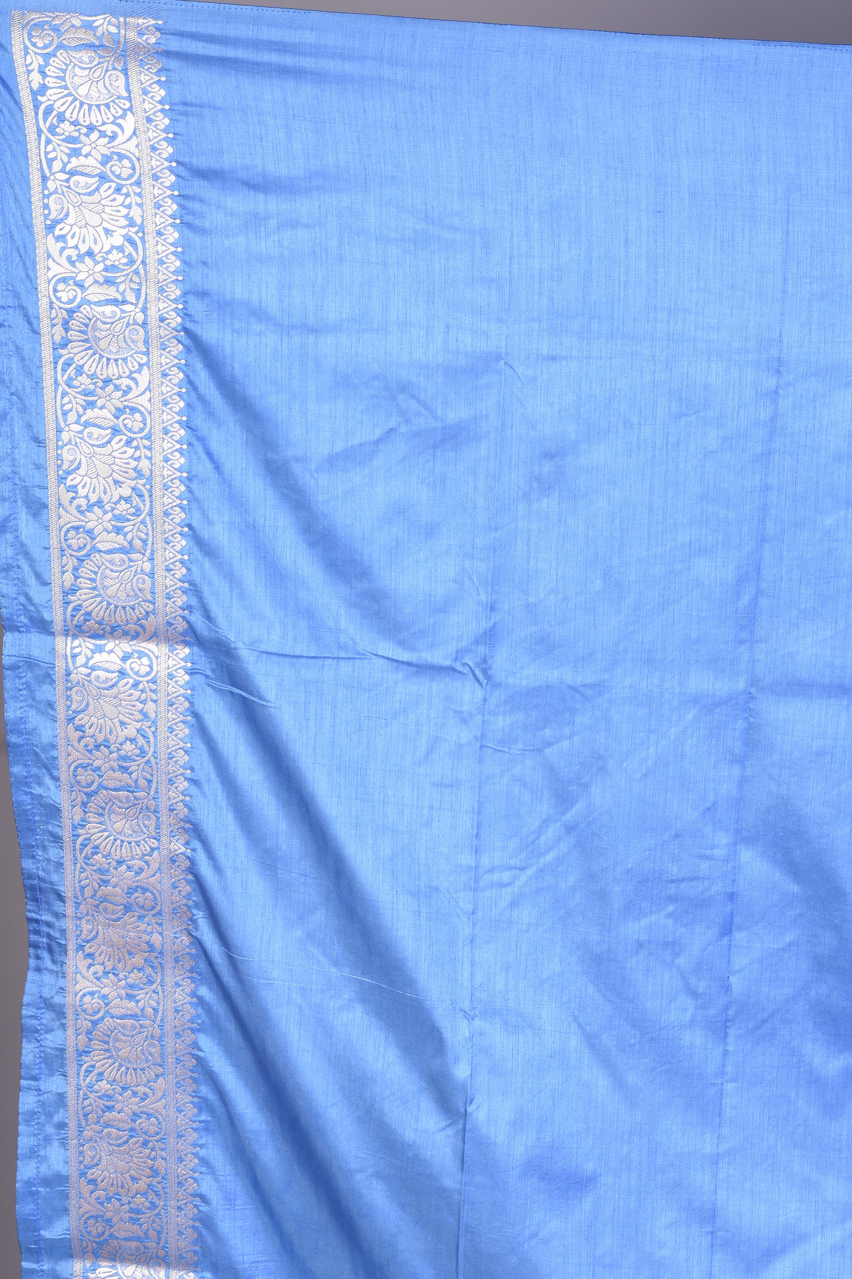 Cornflower Blue Art Silk Saree with Silver Zari - Keya Seth Exclusive