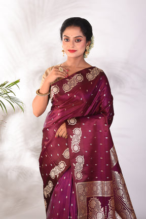 Wine Mushroo Silk Saree - Keya Seth Exclusive