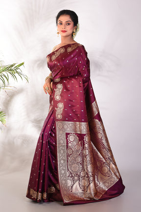 Wine Mushroo Silk Saree - Keya Seth Exclusive