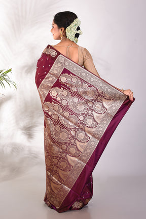 Wine Mushroo Silk Saree - Keya Seth Exclusive