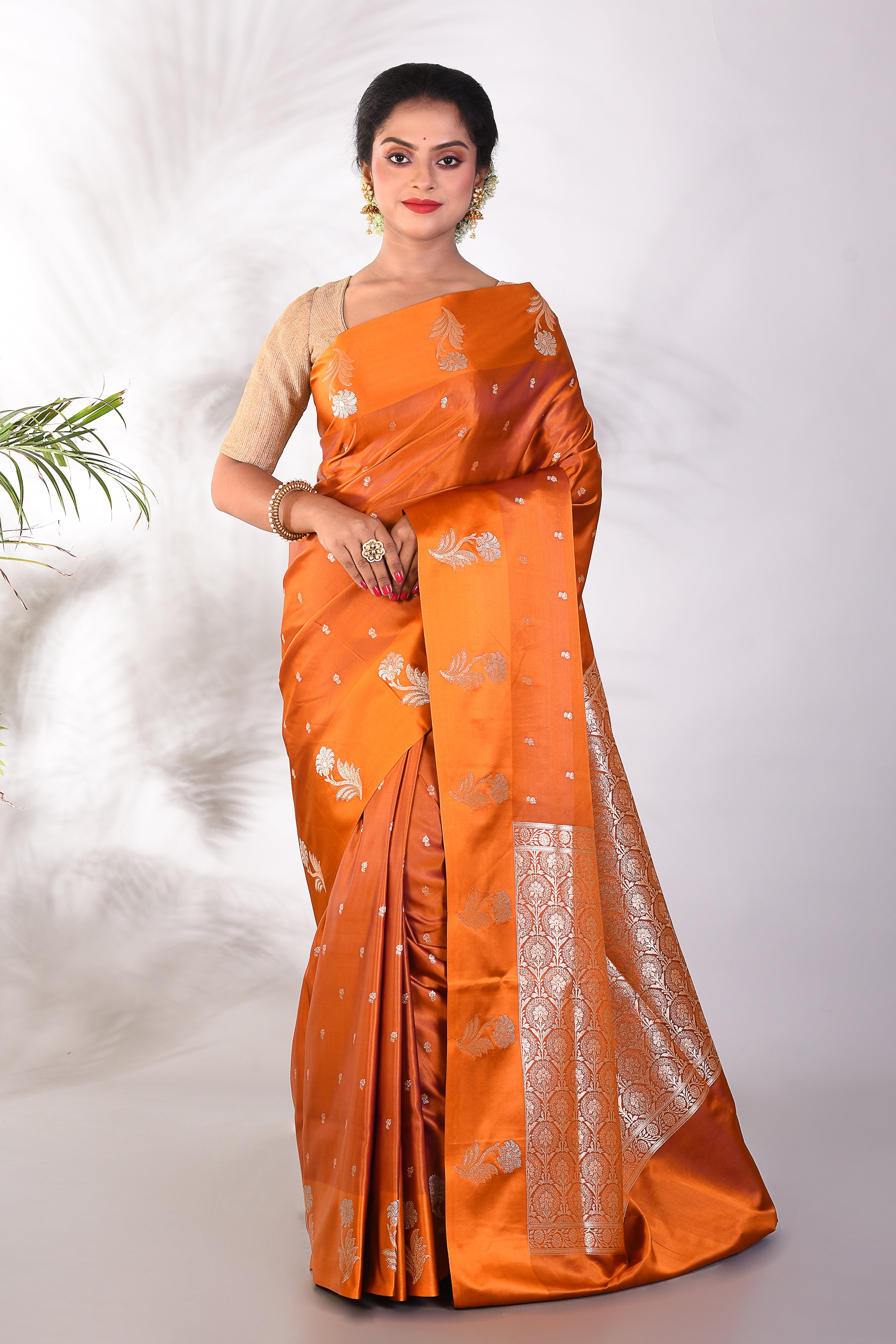 Mustard Mushroo Silk Saree - Keya Seth Exclusive