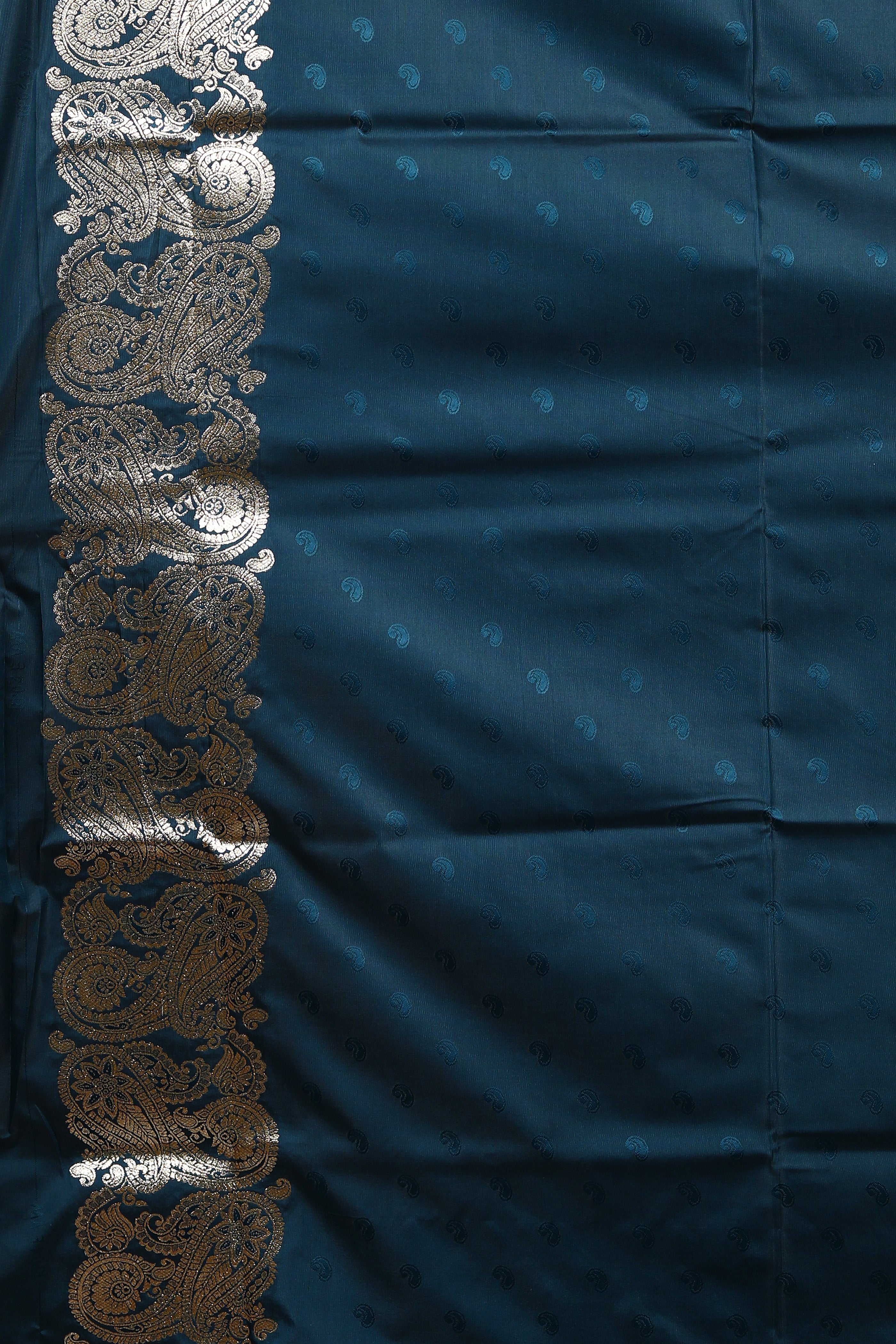 Blue Blended Satin Silk Saree