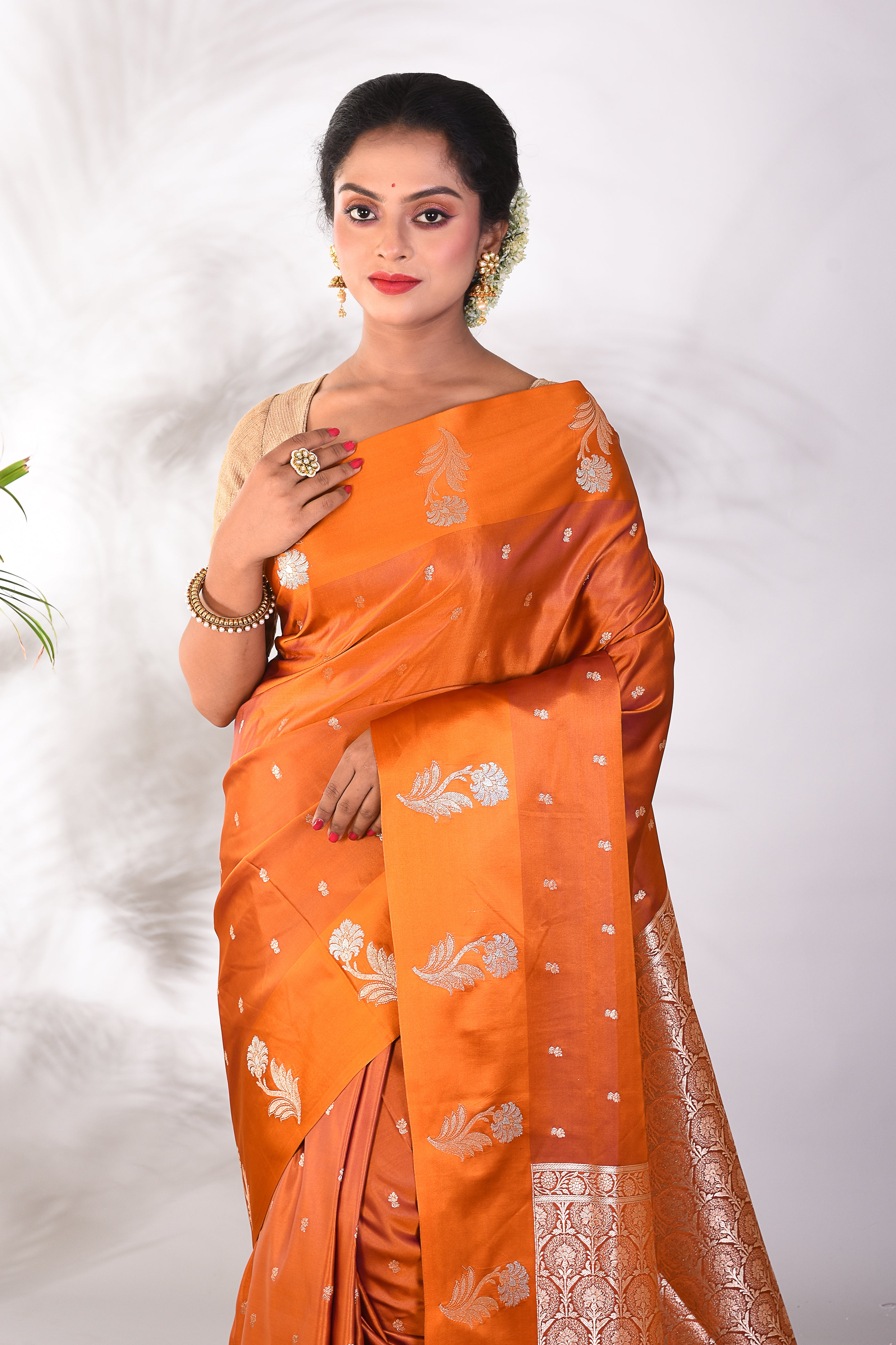 Mustard Mushroo Silk Saree - Keya Seth Exclusive