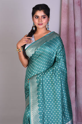 Rama Green Art Silk Saree with Zari Work - Keya Seth Exclusive