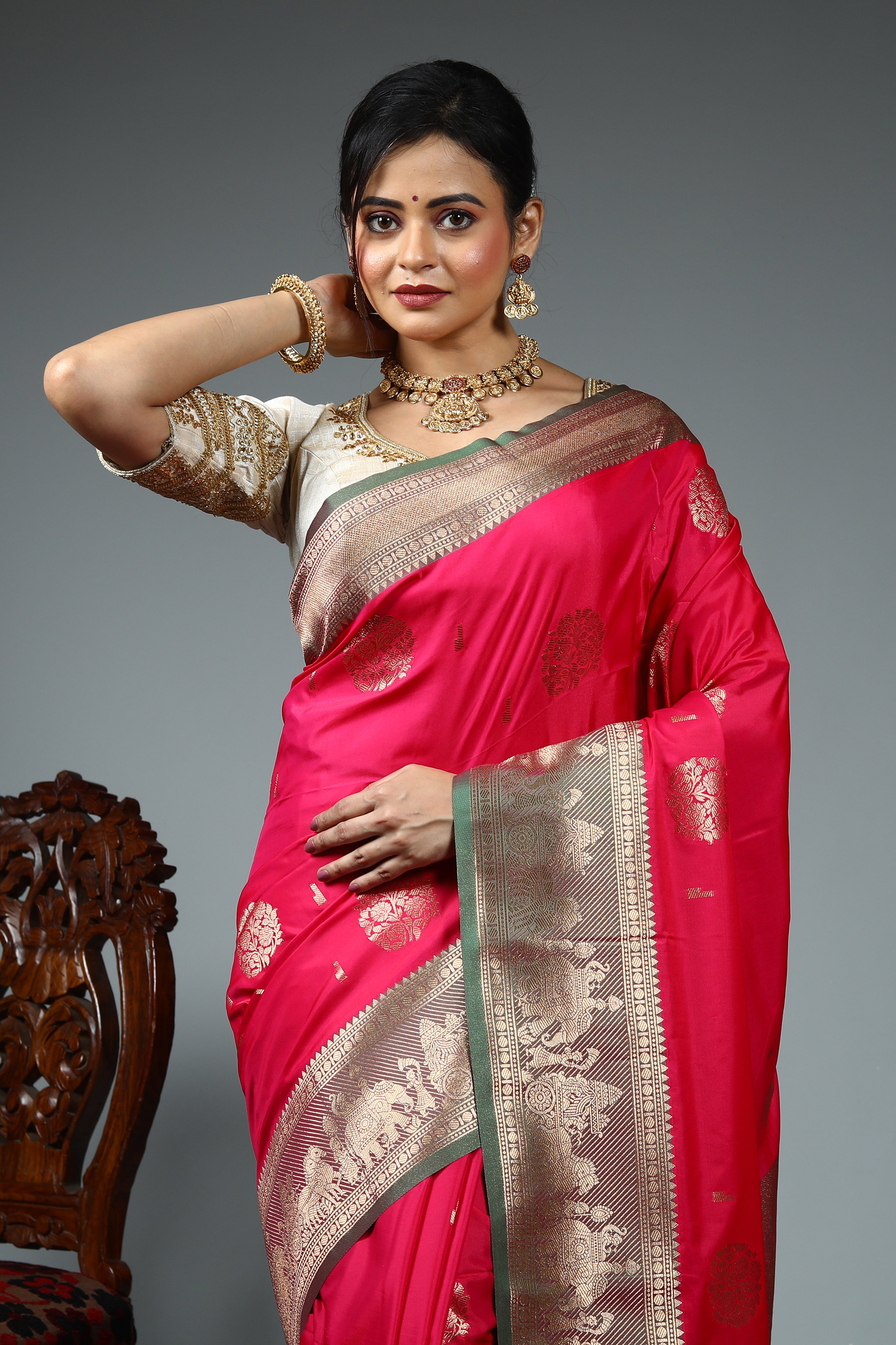 Pink Blended Silk Saree