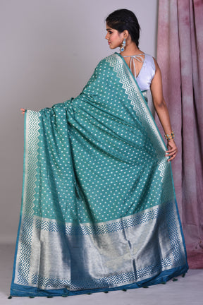 Rama Green Art Silk Saree with Zari Work - Keya Seth Exclusive