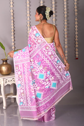 Purple Cotton Jamdani Saree - Keya Seth Exclusive