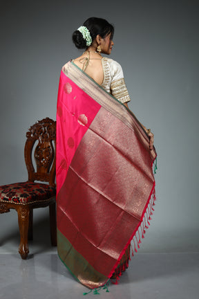 Pink Blended Silk Saree