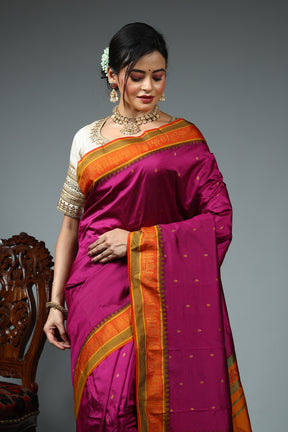 Magenta Blended Silk Saree