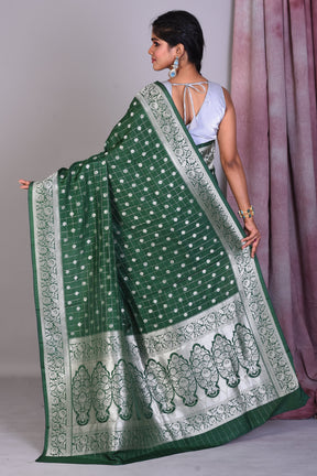 Bottle Green Art Silk Saree with Zari Work - Keya Seth Exclusive