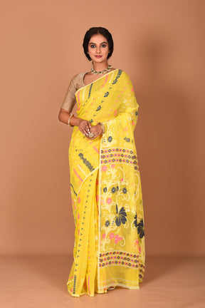 Bright Yellow Jamdani Saree - Keya Seth Exclusive