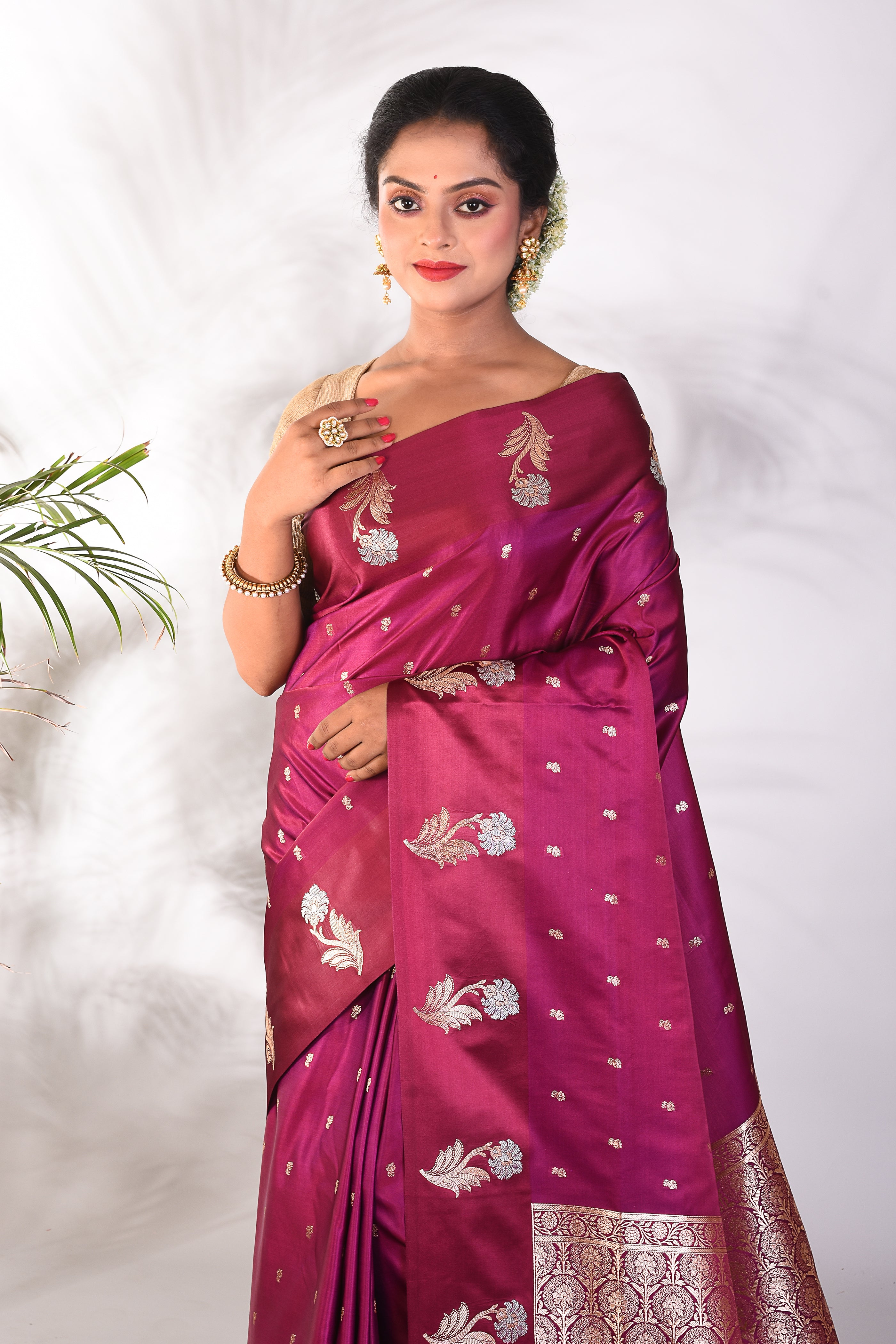 Purple Mushroo Silk Saree - Keya Seth Exclusive