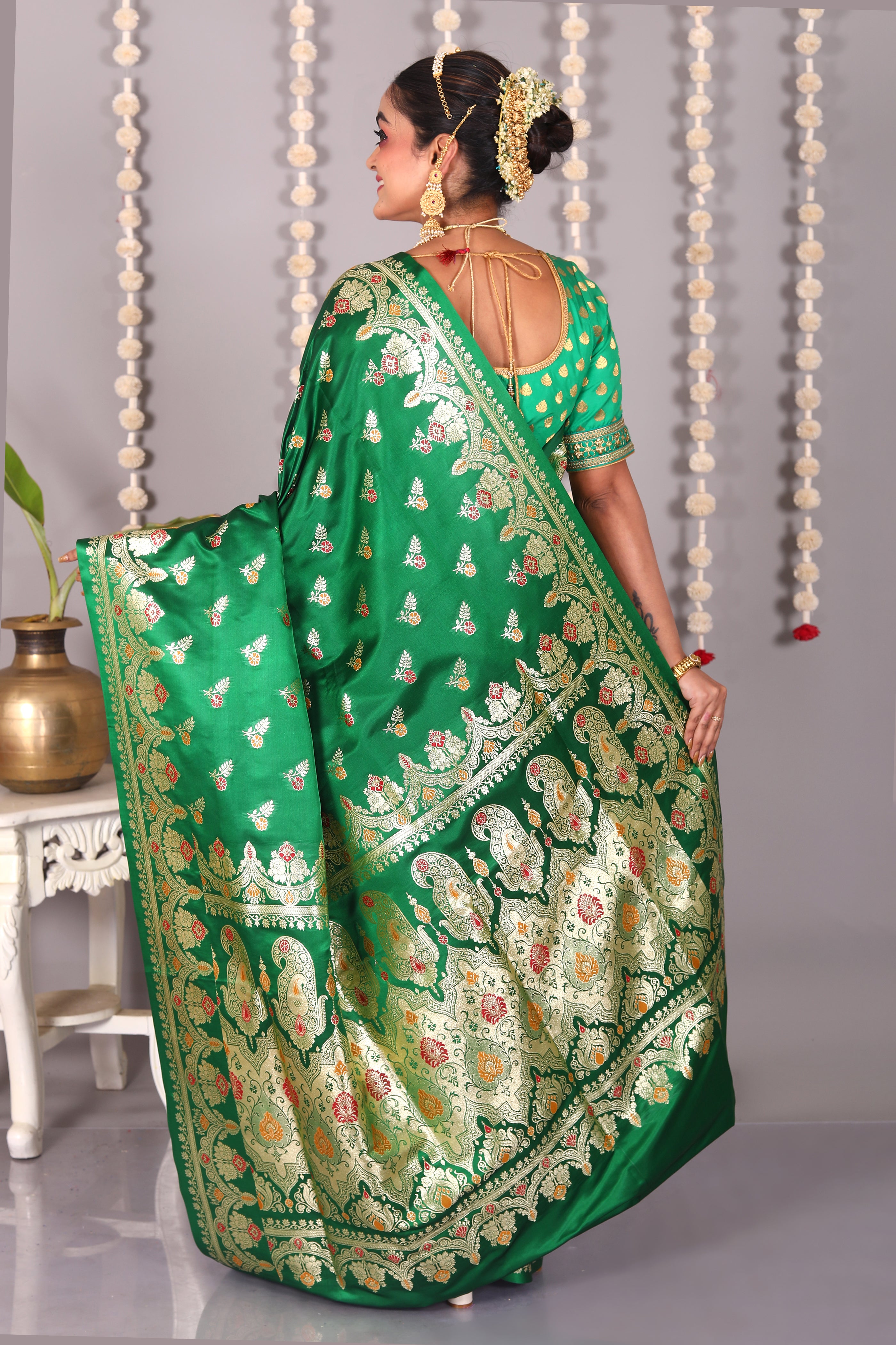 Green Pure Banarasi Silk Saree - Keya Seth Exclusive
