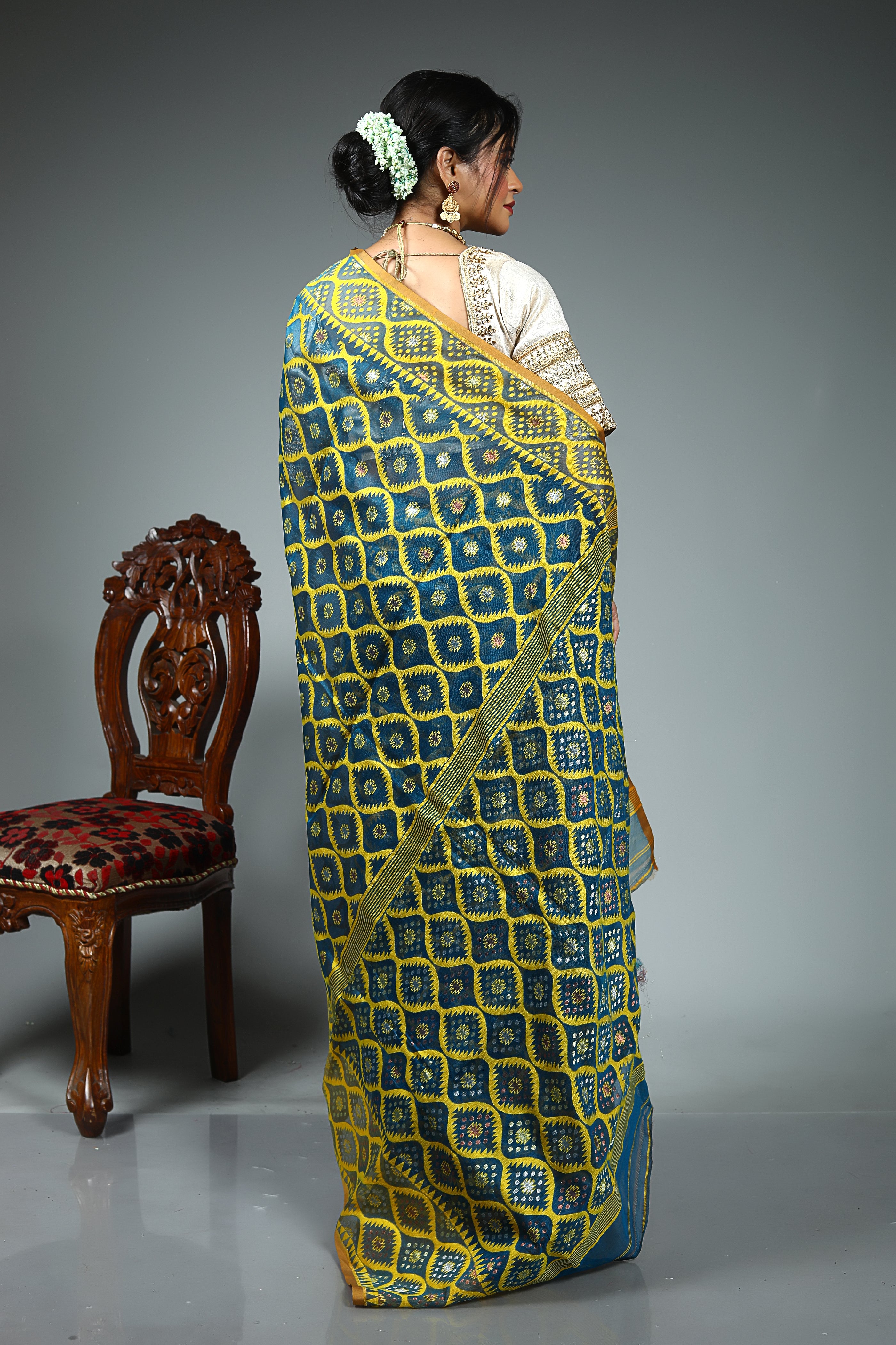 Green Blended Jamdani Saree