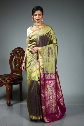 Olive Green Pure Kanjivaram Silk Saree