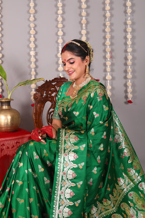 Green Pure Banarasi Silk Saree - Keya Seth Exclusive