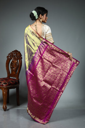 Olive Green Pure Kanjivaram Silk Saree