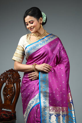 Magenta Blended Silk Saree