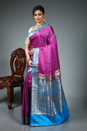 Magenta Blended Silk Saree