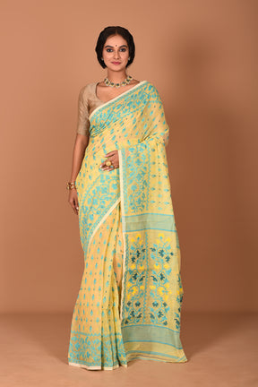 Light Yellow Jamdani Saree - Keya Seth Exclusive