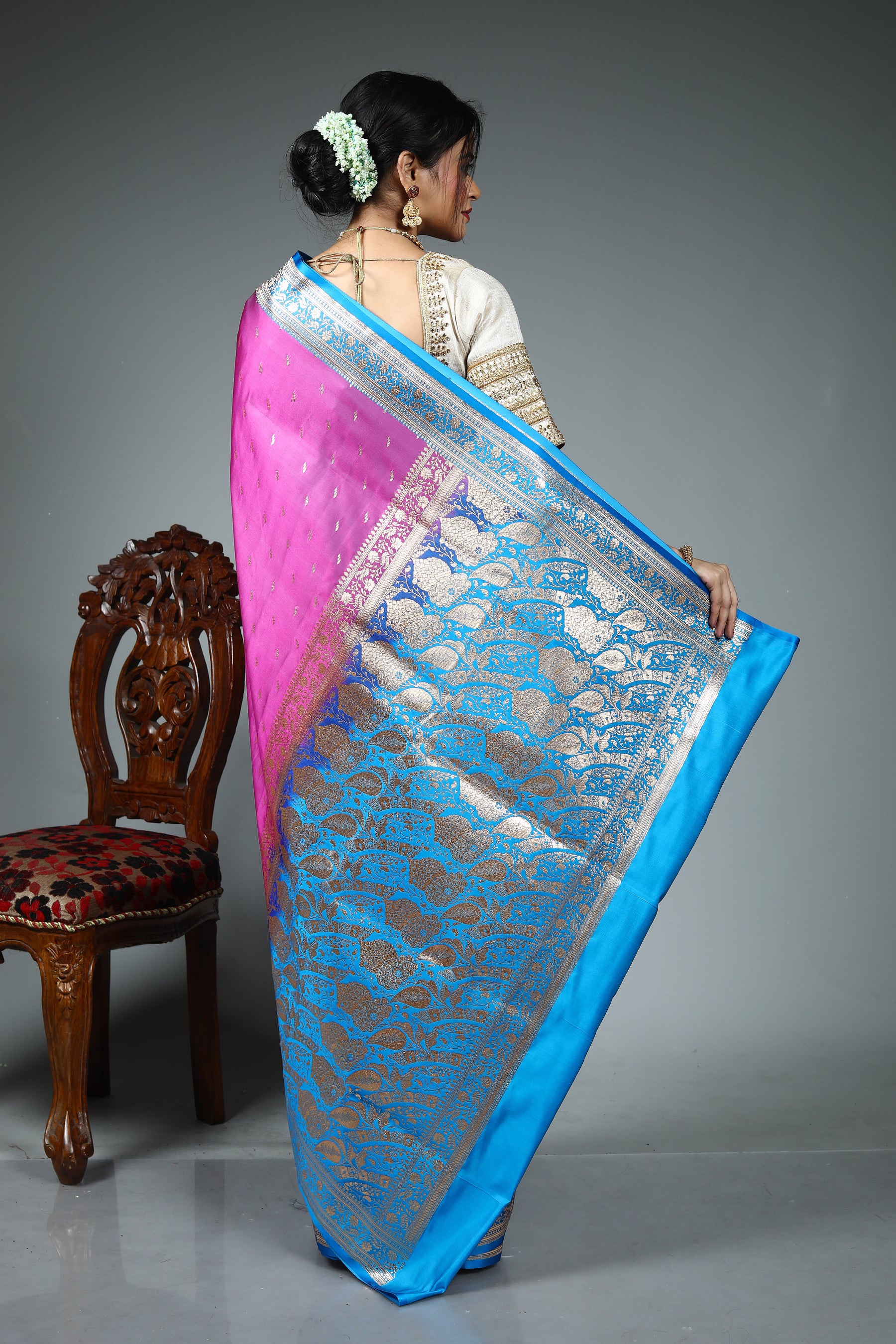 Magenta Blended Silk Saree