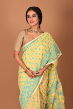 Load image into Gallery viewer, Light Yellow Jamdani Saree - Keya Seth Exclusive
