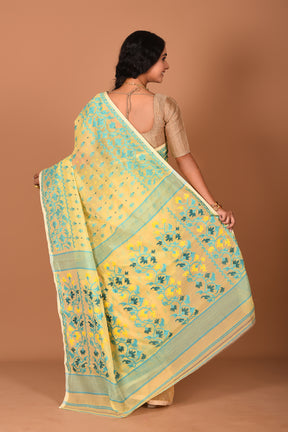 Light Yellow Jamdani Saree - Keya Seth Exclusive